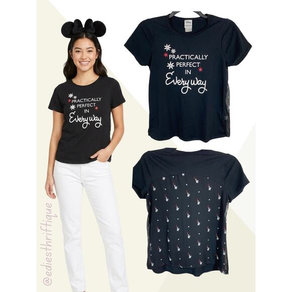 Disney Tops - Disney Mary Poppins Black Crew Neck Short Sleeve Graphic T-Shirt Small